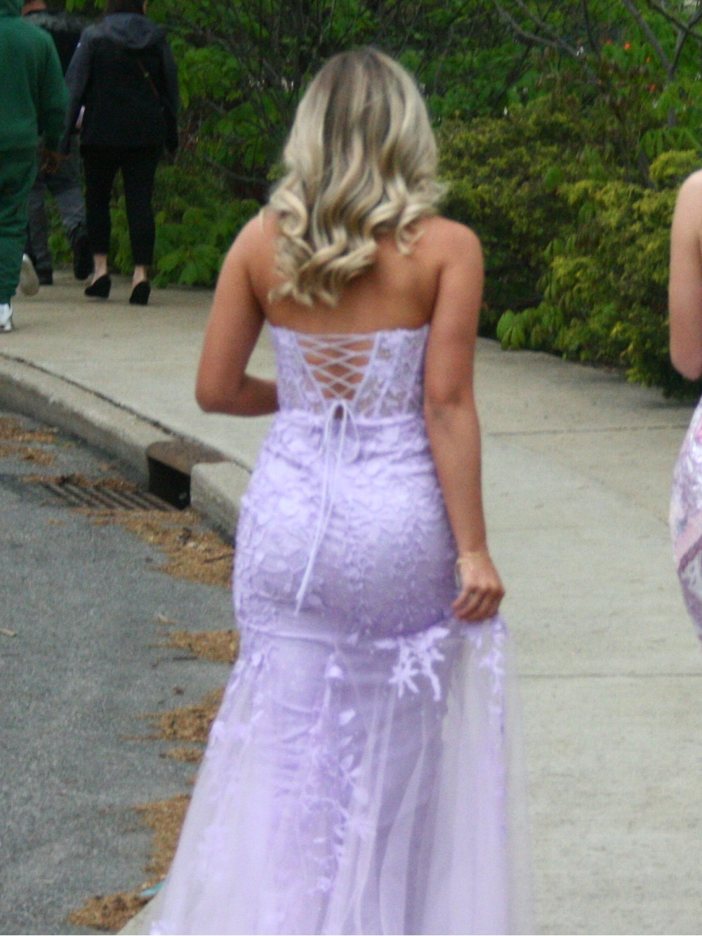 Lavender Lace Mermaid Prom Dress - Picture 2 of 4
